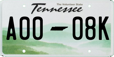 TN license plate A0008K