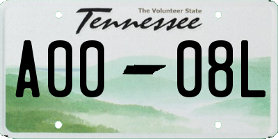 TN license plate A0008L