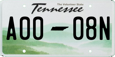 TN license plate A0008N