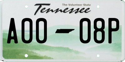 TN license plate A0008P