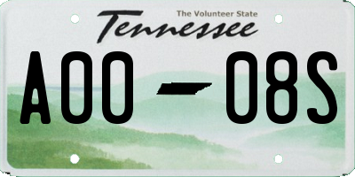 TN license plate A0008S