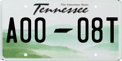 TN license plate A0008T