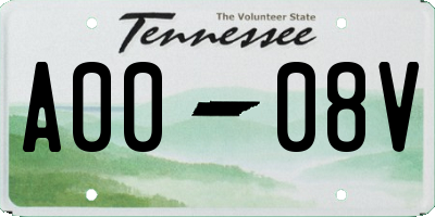 TN license plate A0008V