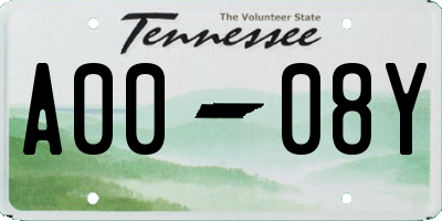 TN license plate A0008Y