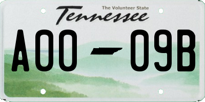 TN license plate A0009B