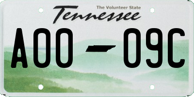 TN license plate A0009C