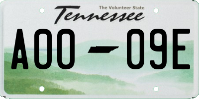 TN license plate A0009E