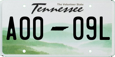 TN license plate A0009L