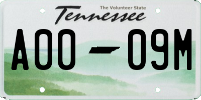 TN license plate A0009M