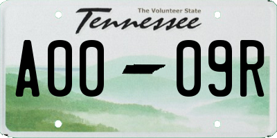 TN license plate A0009R