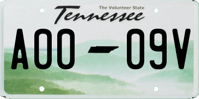 TN license plate A0009V