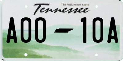 TN license plate A0010A