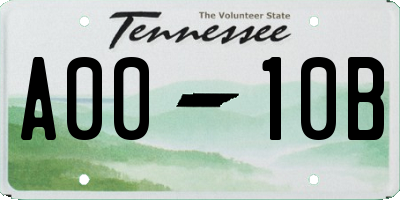 TN license plate A0010B