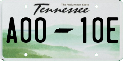 TN license plate A0010E