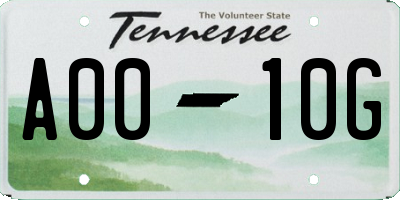 TN license plate A0010G