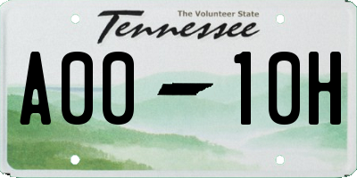 TN license plate A0010H