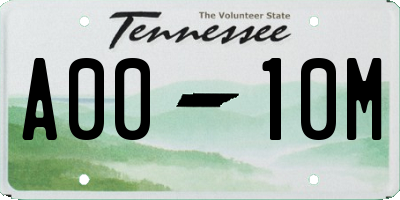 TN license plate A0010M