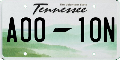 TN license plate A0010N