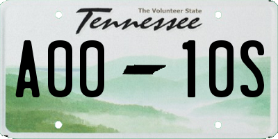 TN license plate A0010S