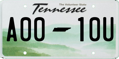 TN license plate A0010U