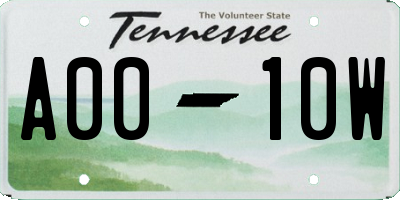 TN license plate A0010W