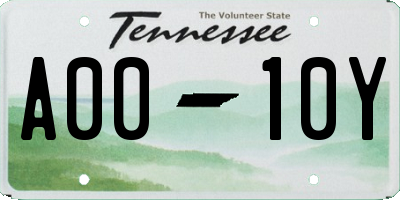 TN license plate A0010Y