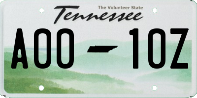 TN license plate A0010Z