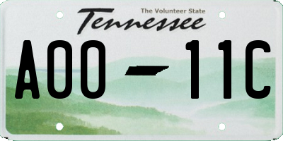 TN license plate A0011C