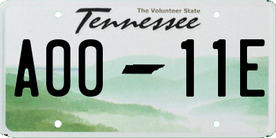 TN license plate A0011E