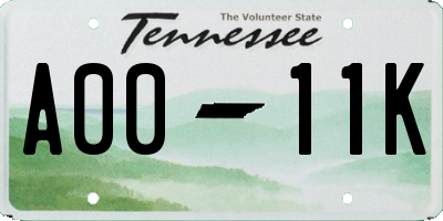 TN license plate A0011K