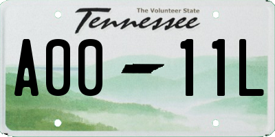 TN license plate A0011L