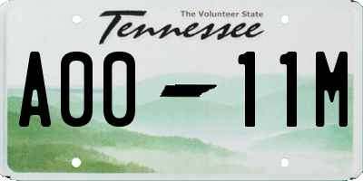 TN license plate A0011M