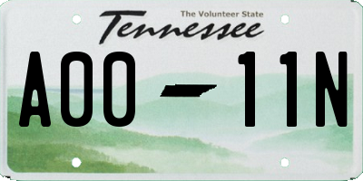 TN license plate A0011N