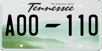 TN license plate A0011O