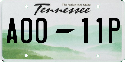 TN license plate A0011P