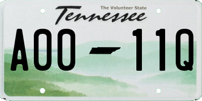 TN license plate A0011Q