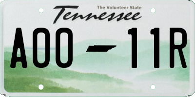 TN license plate A0011R