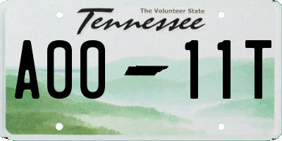 TN license plate A0011T