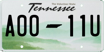 TN license plate A0011U