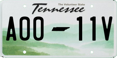 TN license plate A0011V