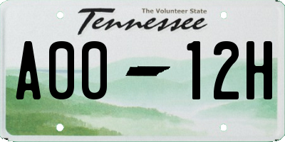 TN license plate A0012H