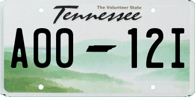 TN license plate A0012I