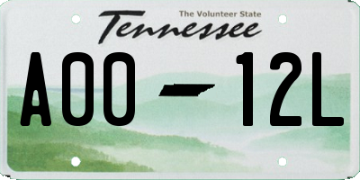 TN license plate A0012L