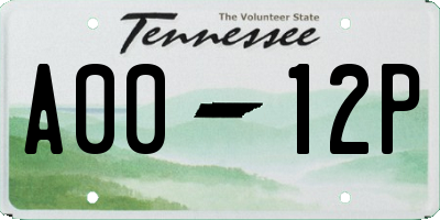 TN license plate A0012P