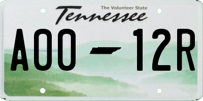 TN license plate A0012R