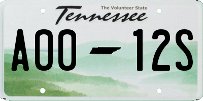TN license plate A0012S