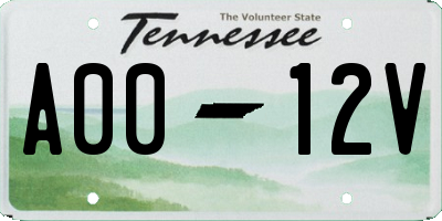 TN license plate A0012V