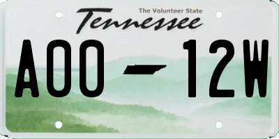 TN license plate A0012W