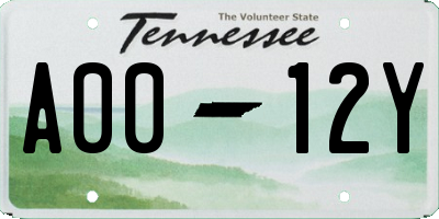 TN license plate A0012Y