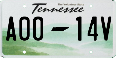 TN license plate A0014V